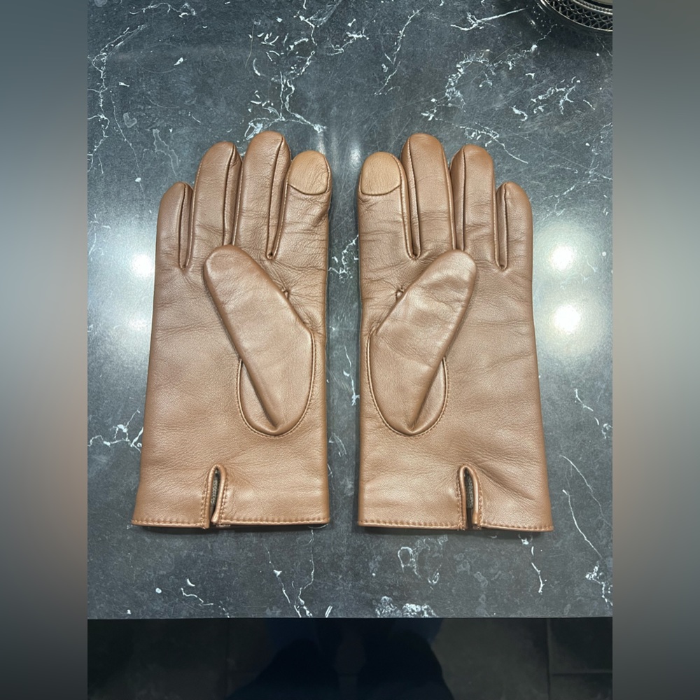Men’s Dark Saddle Brown Coach Leather Gloves (Wool Inside) - Picture 3 of 6